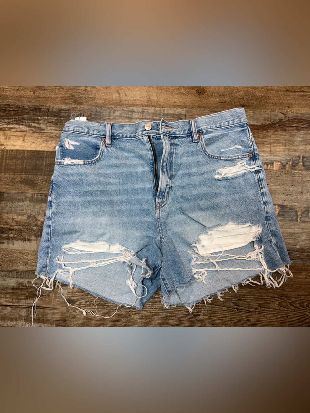 American Eagle Outfitters Light Blue Distressed Denim Shorts